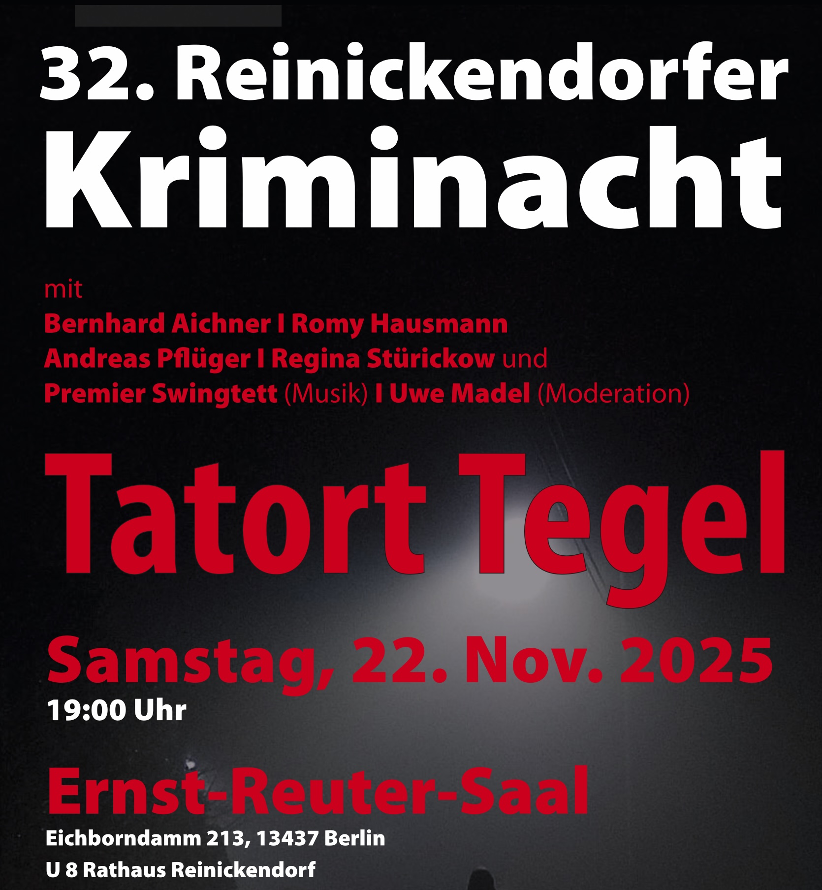 Der Flyer der diesj�hrigen Reinickendorfer Kriminacht, �BA Rdf.